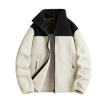 ChaoHeng Womens Plus Size Jackets Fashion Casual,Women's Loose Solid Plus Velvet Thickened and Comfortable Long-sleeve Hoodless Jacket(White,XL)