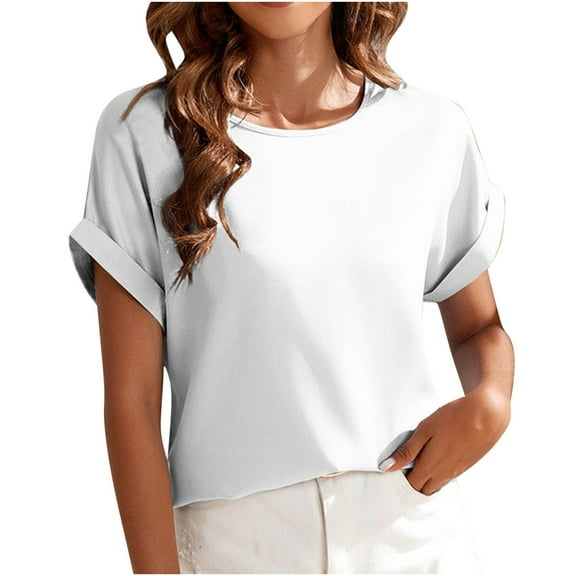 ChaoHeng Womens Plus Size Tops Summer for Women Tops New Raglan Sleeve T-shirt Women's Top Curled Cuff Sleeve Short Sleeve T-shirt