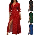 thumbnail image 1 of ChaoHeng Womens Summer Dresses Striped V Neck Drawstring Waist A Line Mini Short Sleeve Tunic Dress Red S, 1 of 6