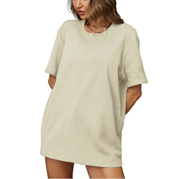ChaoHeng Womens Tops under $10 Summer T-Shirt Dresses for Women Women's 2025 Spring/Summer Fashion Clothing 3/4 Sleeve T-shirt 7/4 Sleeve Round Neck Top/Shirt