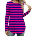 thumbnail image 1 of ChaoHeng Womens Tops Long Sleeve Fall,Women Loose Round Neck Long Sleeved Gradient Color T-shirt Top,Hot Pink,M, 1 of 7