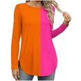 thumbnail image 1 of ChaoHeng Womens Tops Long Sleeve T-Shirt Color Block Casual Blouse for 2025 Fall/Winter Fashion Trendy(Hot Pink,S), 1 of 5