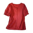 thumbnail image 1 of ChaoHeng Womens Tops Plus Size Women Plus Size Summer Tops Women's Spring Summer Casual Short Sleeve V-Neck Solid Color Lace Buttons Tops, 1 of 4