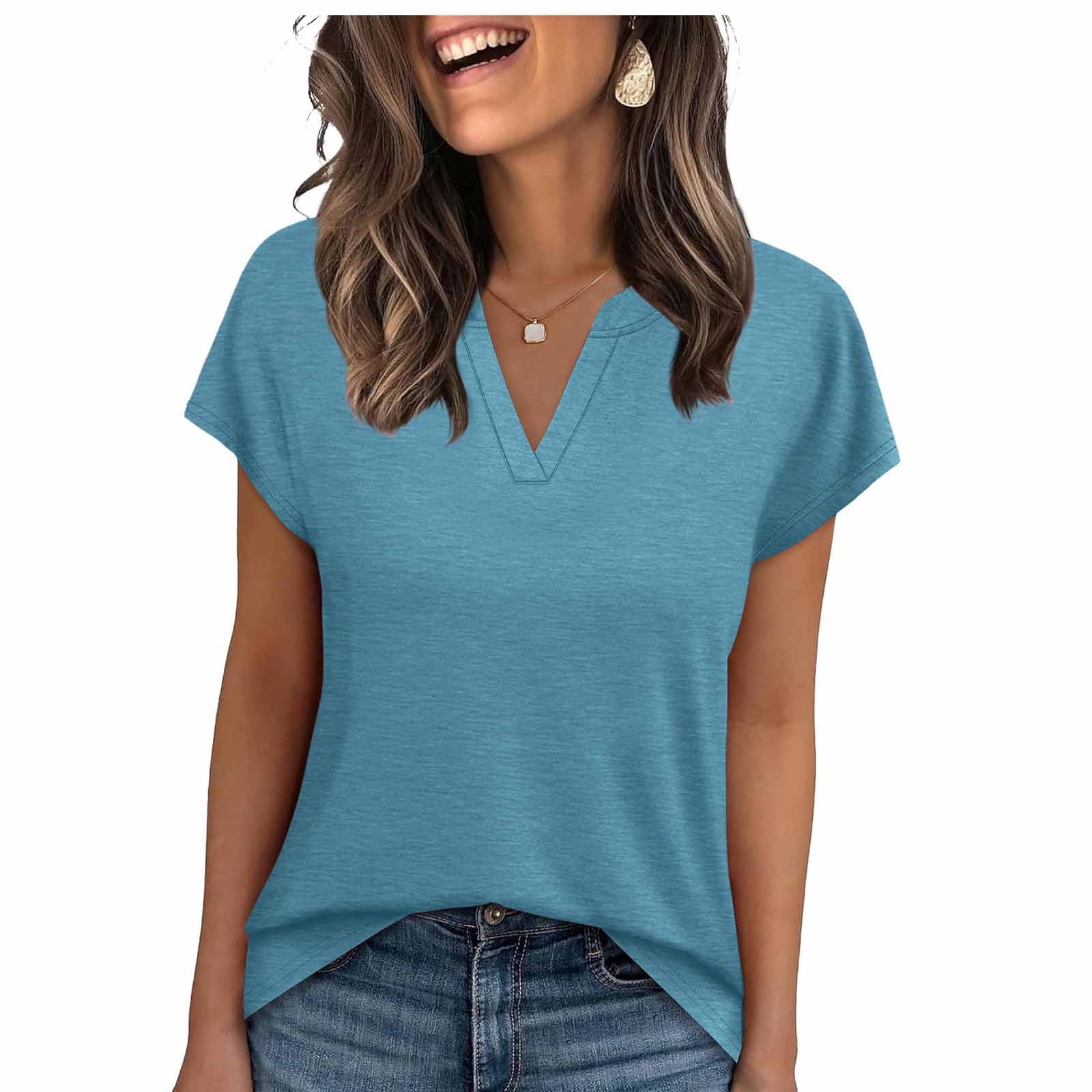 ChaoHeng Womens Tops Summer Women Spring and Summer Fashion Solid Color ...
