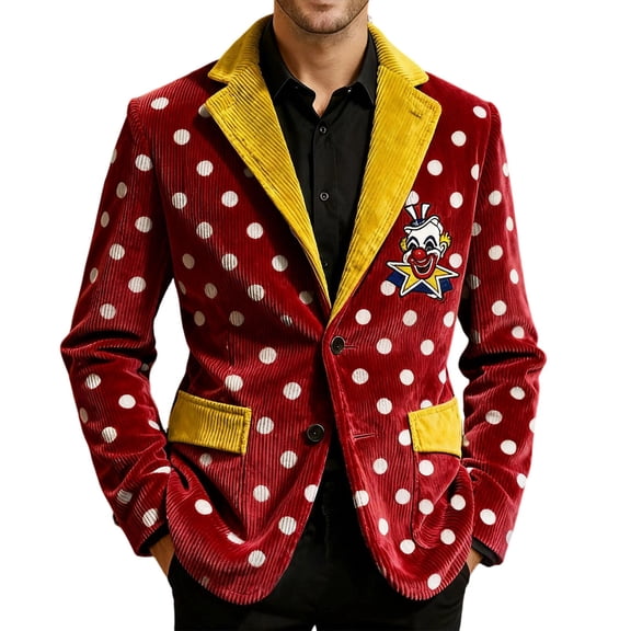 ChaoLingNeng Blazers for Men, Mens Mardi Gras Business Blazer Corduroy Glitter Sequins Graphic Slim Fit Button Carnival Holiday Party Jacket with Pockets