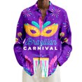 thumbnail image 1 of ChaoLingNeng Carnival Shirts for Men,Men's Plus Size Fashion Carnival Digital Printed Long Sleeve Lapel Shirt,Holiday Mardi Gras Button Up Shirt for Men, 1 of 4