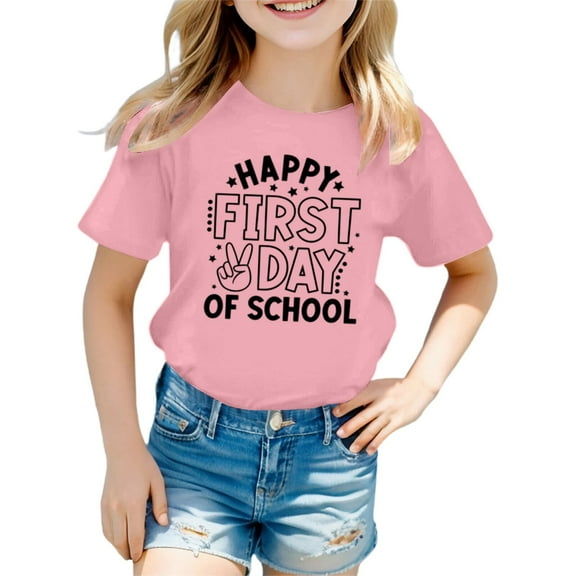 ChaoLingNeng Girl's Graphic T Shirts Kids Cute Short Sleeve Tee Round Neck Loose Fit Casual Drop Shoulder Summer Tops Christmas T Shirts,5-6 Years