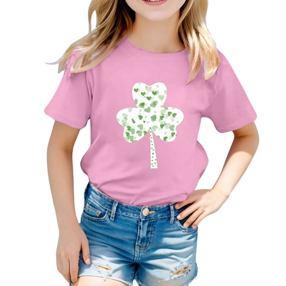 ChaoLingNeng Girls St Patricks Day Shirt 2t Irish Short Sleeve Irish Top Relaxed Fit Pullover Tops Plus Size Toddler Holiday Wear Tops