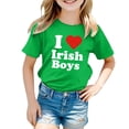 thumbnail image 1 of ChaoLingNeng Girls St Patricks Day Shirt Size 8 Funny Shamrock Cute Graphic Print Green Kids T Shirt Casual Fit Back To School Shirt Cool Toddler Holiday Tops, 1 of 4