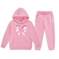 thumbnail image 1 of ChaoLingNeng Kids Sweatsuit Set Girls Letter Print Crew Neck Long Sleeve Hoodie Sweatshirts and Sweatpants Casual Children Fall Coat Kids,8-9 Years, 1 of 4