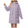 thumbnail image 1 of ChaoLingNeng Long Puffer Jacket, Women Long Puffer Jacket Hood Winter Warm Windproof Ladies Quilted Padded Coat Big Pocket, 1 of 9