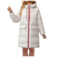 thumbnail image 1 of ChaoLingNeng Long Puffer Jacket, Women Long Puffer Jacket Hood Winter Warm Windproof Ladies Quilted Padded Coat Big Pocket, 1 of 8