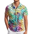thumbnail image 1 of ChaoLingNeng Mardi Gras Button Up Shirts Men,Mens Mardi Sequin Fashion Digital 3D Printed Short Sleeve Lapel Button Down Shirt Top,Carnival Printed Fashion Blouse, 1 of 5