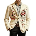 thumbnail image 1 of ChaoLingNeng Mens Blazer, Carnival Print Button Suit Jackets Relaxed Fit Holiday Streetwear Corduroy Blazer Winter Trendy Warm Jackets Mens Blazers And Sport Coats, 1 of 5