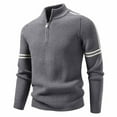 thumbnail image 1 of ChaoLingNeng Mens Quarter Zip Sweater with Collar Cable Knit Turtleneck Neck Pullover Sweaters Classic Casual Polo Sweater, 1 of 4