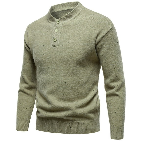 ChaoLingNeng Mens Sweaters 127Xl Men's Cable Knit Collar And Button Pullover Sweater Casual Long Sleeve Stand Collar Button Knitted Polo Sweaters