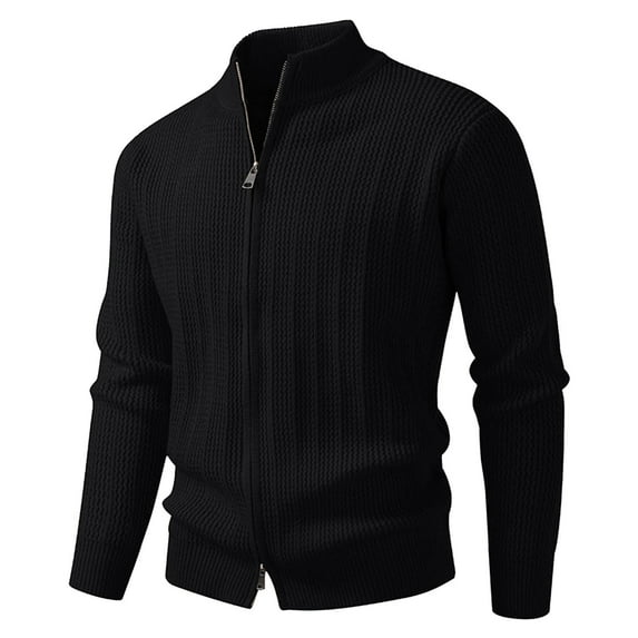 ChaoLingNeng Mens Sweaters Casual Solid Color Cable Knit Crewneck Sweater Soft Pullover Sweaters for Men Classic Pullover Sweaters with Ribbing Edge