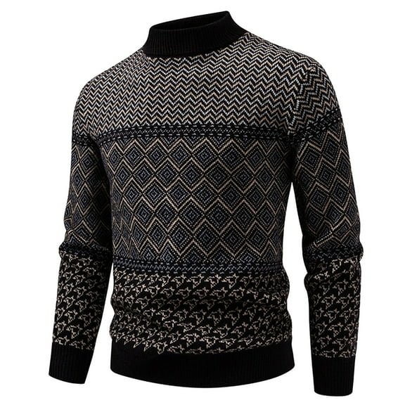 ChaoLingNeng Mens Winter Lined Hooded Sweater Long Sleeve Pullover Warm Knitted Outerwear Casual Soft Comfortable Button Knitted Sweaters