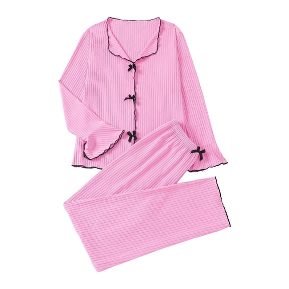 ChaoLingNeng Pajama Sets for Women, Valentine's Day Women's Pajama Sets Cute Pink Heart Print Pjs Sets Button Down Shirt Top and Pants 2 Piece Sets Sleepwear