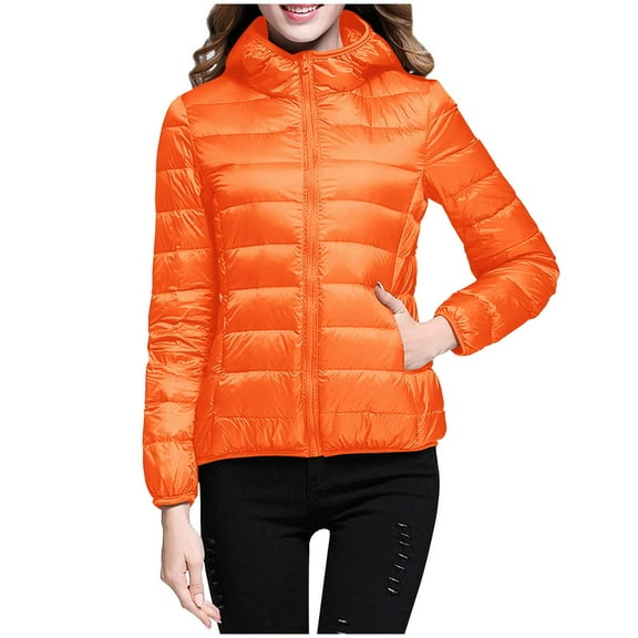ChaoLingNeng Puffer Womens Coats, Women's Winter Puffer Coats Hooded Zip Up Casual Thickened Down Jackets Trendy Warm Clothes Outerwear