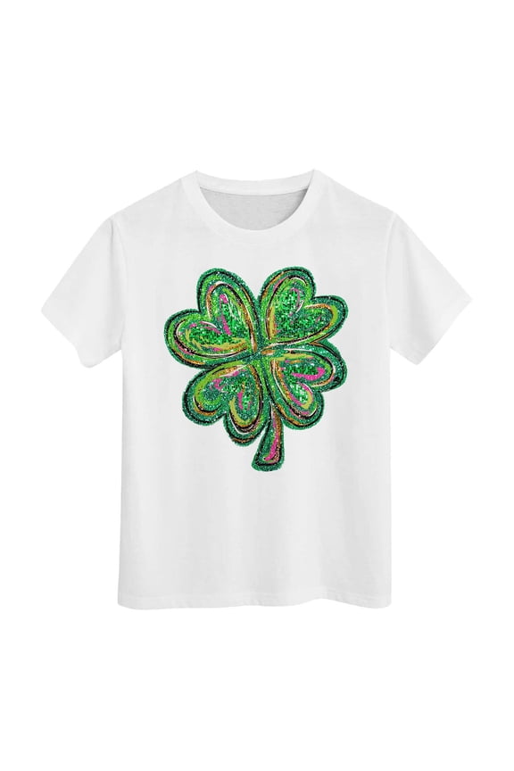 St Patricks Day Shirt Kids Rainbow Graphic T-Shirts Green Kids T Shirt Classic Fit Vacation Tops Seasonal Favorite Toddler Shirts for Teen Kids