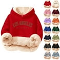thumbnail image 1 of ChaoLingNeng Sweatshirts for Girls, Winter Sherpa Lined Hoodie for Girls, Funny Letter Print Girls Sweatshirts, Casual Warm Winter Long Sleeve Pullover Holiday Sweatshirts, 1 of 6