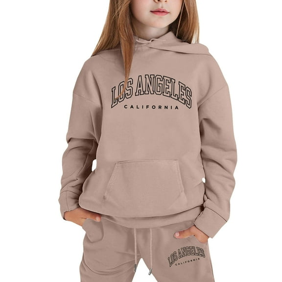 ChaoLingNeng Toddler Girl Sweatsuit 4t Letter Print Crew Neck Long Sleeve Warm Hoodie Pullover Sweatshirt Tracksuit Jogger Sweatpants Casual Children Fall Coat Kids,1-2 Years