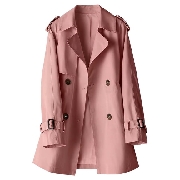 ChaoLingNeng Trench Coat for Women Oversized Long British Style Trench Coat Double Lapel Windproof Overcoat with Belt Short Jackets