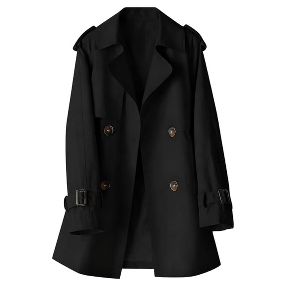 ChaoLingNeng Trench Coat for Women Oversized Long British Style Trench Coat Double Lapel Windproof Overcoat with Belt Short Jackets