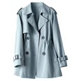 thumbnail image 1 of ChaoLingNeng Trench Coat for Women Oversized Long British Style Trench Coat Double Lapel Windproof Overcoat with Belt Short Jackets, 1 of 4