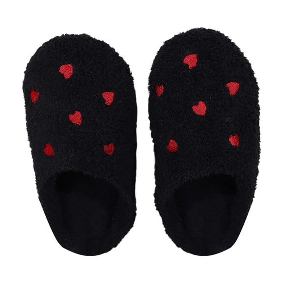 ChaoLingNeng Valentines Day Slippers for Women, Fuzzy Valentines House Rose Heart Bedroom Platform Slipper Indoor Couple Warm Cozy Winter Home Non Wool Lined Shoes