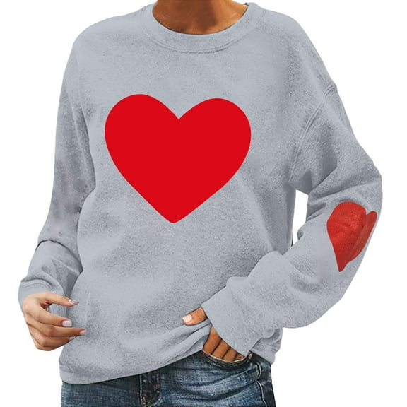 ChaoLingNeng Valentines Sweatshirts for Women Valentine Love Heart Print Sweatshirt Funny Long Sleeve Graphic Printed Loose Pullover Tops