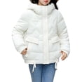 thumbnail image 1 of ChaoLingNeng Winter Puffer Jackets for Women, Women's Winter Cropped Puffer Jacket Full Zip Thicken Short Coat with Detachable Hood, 1 of 5