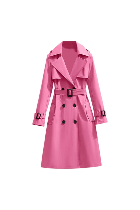 Women's British Style Trench Coats Streetwear Double Long Trench Coats Autumn Winter Medium Length Jackets