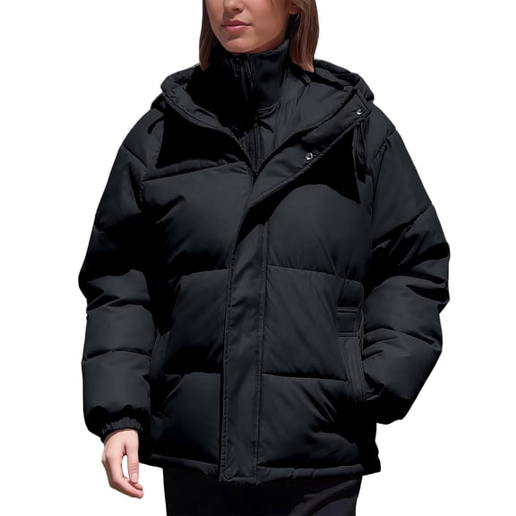 ChaoLingNeng Women's Puffer Jacket, Women’s Winter Cropped Puffer Jacket Coat Short Warm Quilted Zip Up Jacket