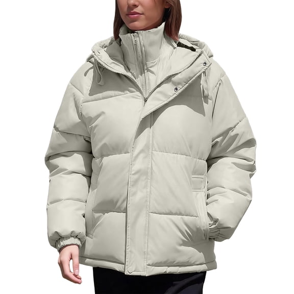 ChaoLingNeng Women's Puffer Jacket, Women’s Winter Cropped Puffer Jacket Coat Short Warm Quilted Zip Up Jacket
