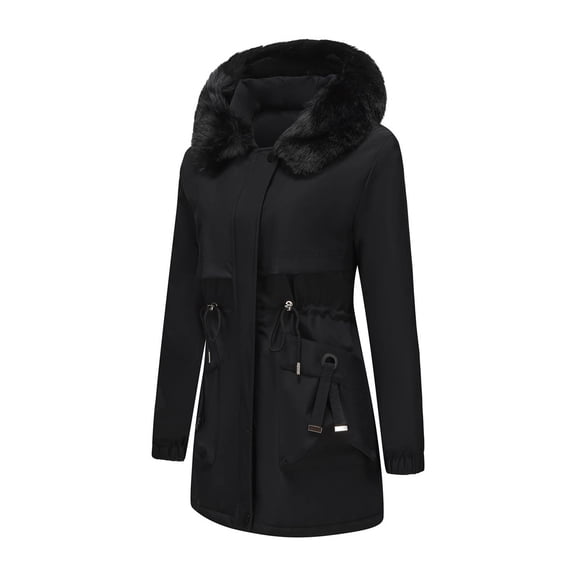 ChaoLingNeng Womens Long Puffer Coat, Women's Winter Long Puffer Coats Hooded Zip Up Casual Thickened Down Jackets Trendy Warm Clothes Outerwear