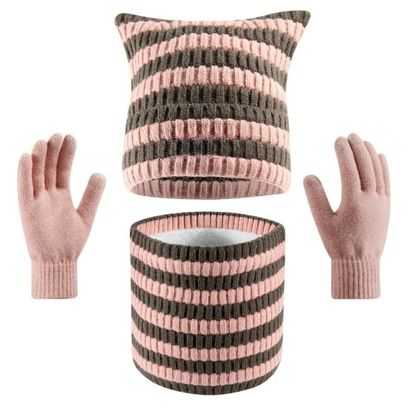 ChaoLingNeng Womens Winter Beanie Hat Scarf Gloves Headband Set, Slouchy Beanie Ear Warmer Knit Scarf Touchscreen Gloves Warm 3 Gift Set