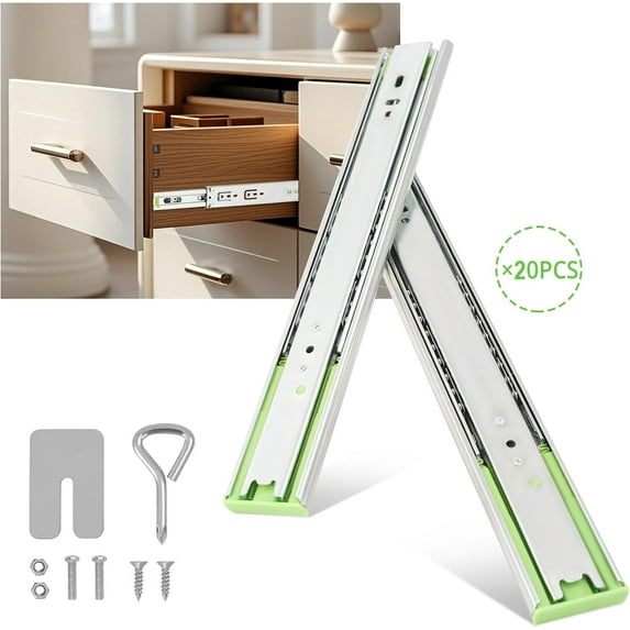 ChaoLink 14Inches 10 Pair Heavy Duty Drawer Slides Rail, Side Mount Ball Bearing Metal Dresser Runner File Cabinet