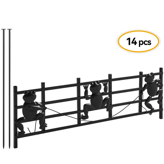 ChaoLink 15 Pack Animal Barrier Fence, 8in(H)X 24 in(L) Decorative Garden Fence, Rustproof Metal Garden Fence Border, Dog Rabbits Fences Panel Ground Stakes Defense for Outdoor PatioBlack