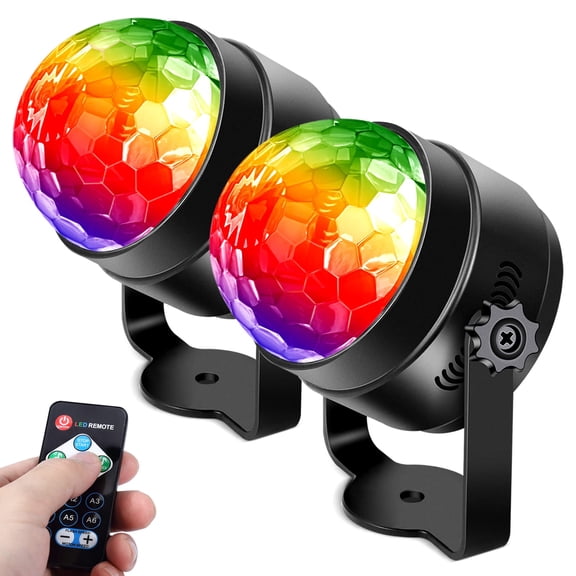 ChaoLink 2 Packs Party Lights ,Strobe Lights for Parties,Sound Activated Disco Ball Lights with Remote,RGB 7 Colors Changing Disco DJ LightsB