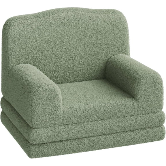 ChaoLink 2-in-1 Kids Toddler Sofa Couch Fold Out, Convertible Foam Lounger Chair with Soft Sherpa