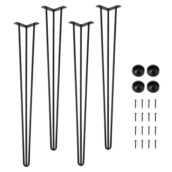 ChaoLink 20 inches H Hairpin Furniture Legs, Metal Table Legs for Nightstand, Coffee Table, Desk, etc with Rubber Floor Protectors, Black 4PCS Hairpin