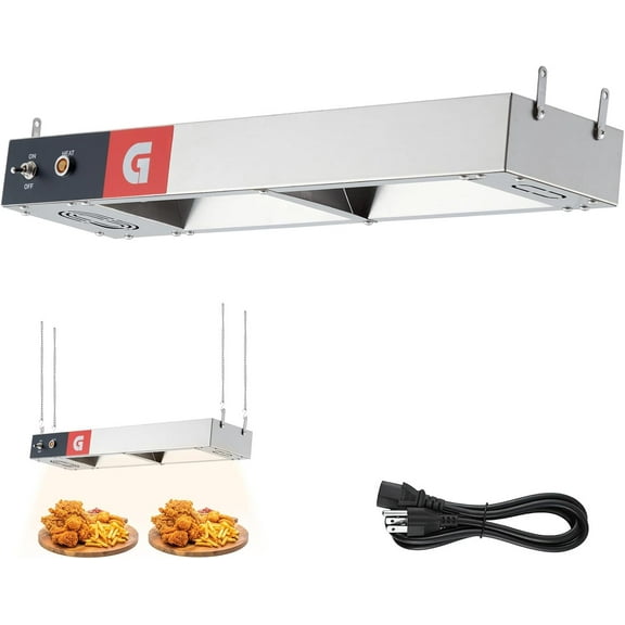 ChaoLink 24 inches Electric Strip Heater, 750W Food Heat Lamp Overhead Food Warmer, Commercial Grade Infrared Food Warmer with Plug and Chains