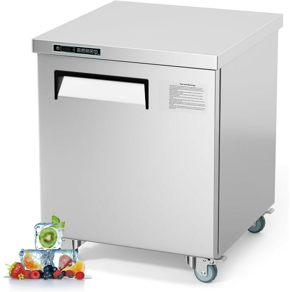 ChaoLink 28" Refrigerator Sandwich/Salad Prep Table Refrigerator,7.42 cu. ft W 1 Door Commercial Stainless Steel Counter Food Prep Station Cooler Refrigerator for Restaurant,Bar