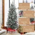 thumbnail image 1 of ChaoLink (2Pcs) 4.5FT Artificial Christmas Tree, Small Pre-Lit Snow Flocked Christmas Tree, Holiday Xmas Tree with 200 LED Lights, Holiday Sleigh Shape Base, Pine Cones, Red Berry Clusters, 1 of 8