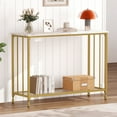 thumbnail image 1 of ChaoLink 33.5in Glass Shelf Console Table with Metal Frame, Industrial Behind Couch Tablegold, 1 of 8