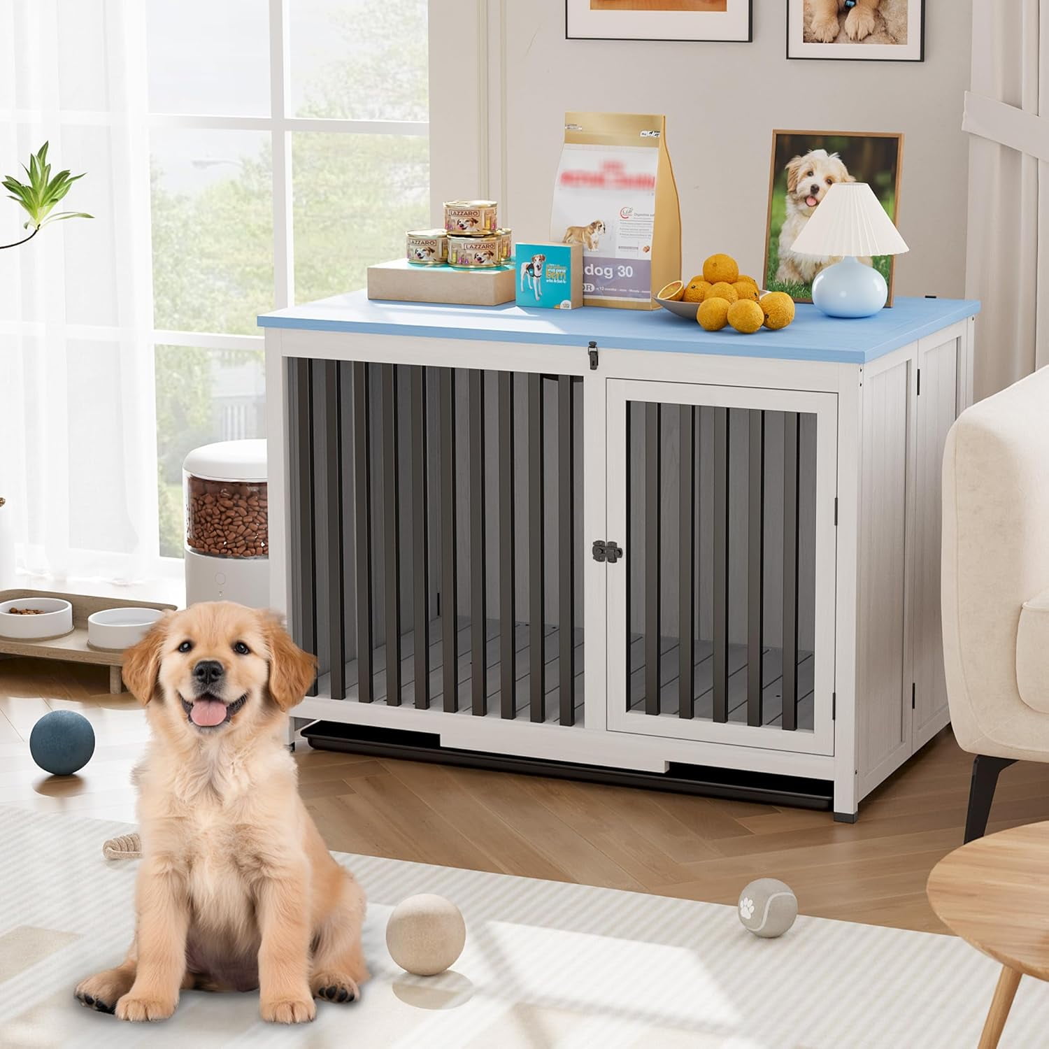 ChaoLink 39.56 inch Foldable Dog Crate,Wooden Dog Crate End Table for ... - Foldable Pet Crate For Apartment Living