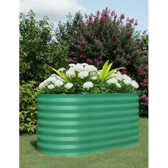 ChaoLink 4*2*2FT Galvanized Large Oval Metal Raised Garden Bed Kit for Outdoor Vegetable Gardening