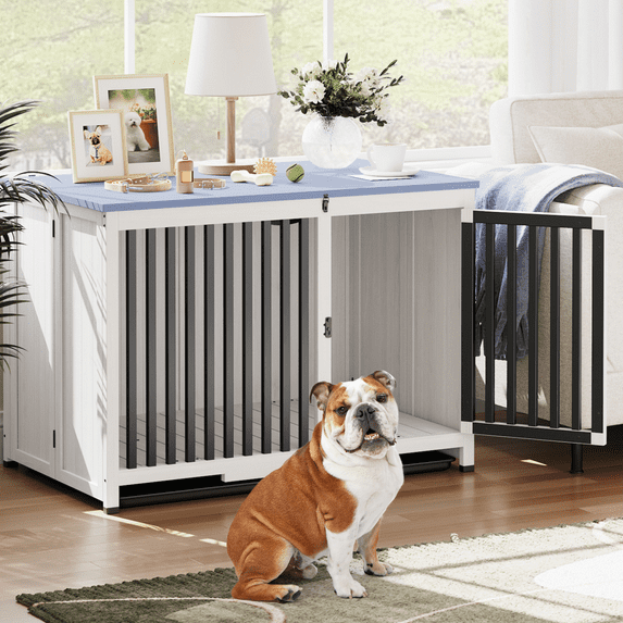 ChaoLink 40" Portable Dog Crate Furniture, Wooden Kennel End Table, No Assembly, Large/Medium Dog House